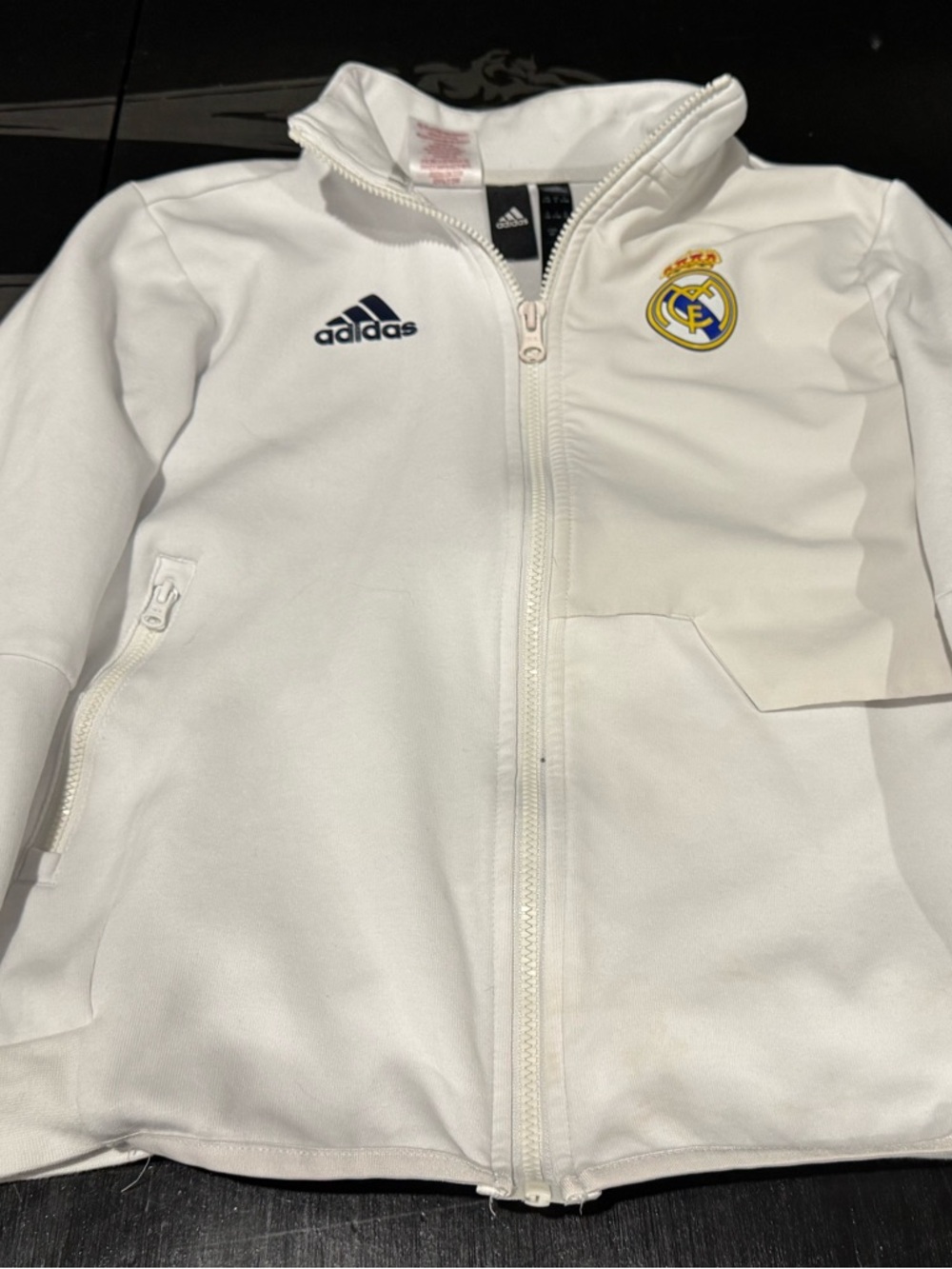 Adidas Real Madrid Jacket Women’s Small White Full Zip Soccer Football Crested